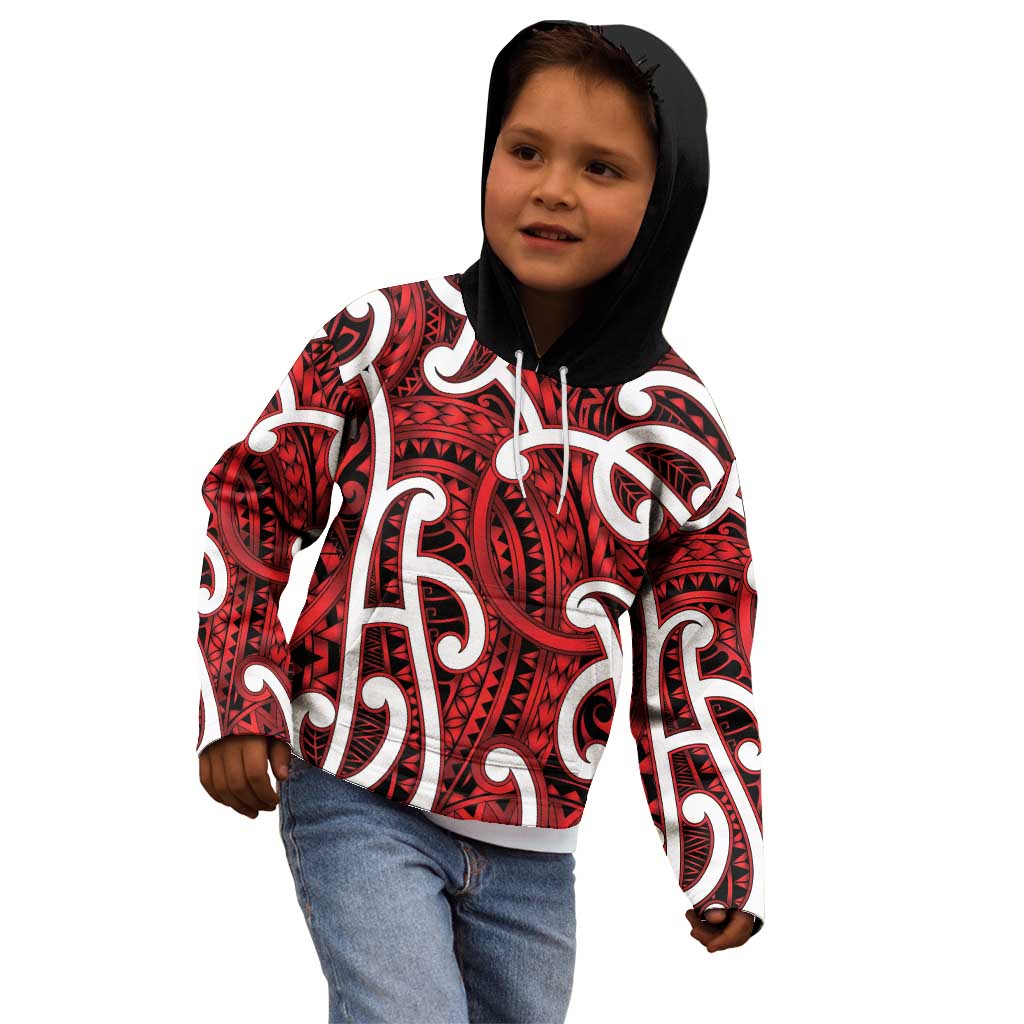 Aotearoa Maori Kowhaiwhai Kid Hoodie Whero Puhoro and Patiki LT9 - Polynesian Pride
