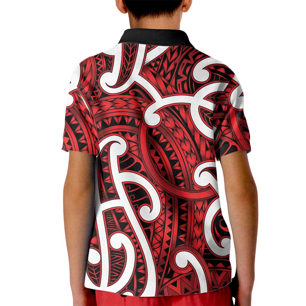 Aotearoa Maori Kowhaiwhai Kid Polo Shirt Whero Puhoro and Patiki LT9 - Polynesian Pride