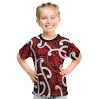 Aotearoa Maori Kowhaiwhai Kid T Shirt Whero Puhoro and Patiki