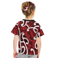 Aotearoa Maori Kowhaiwhai Kid T Shirt Whero Puhoro and Patiki