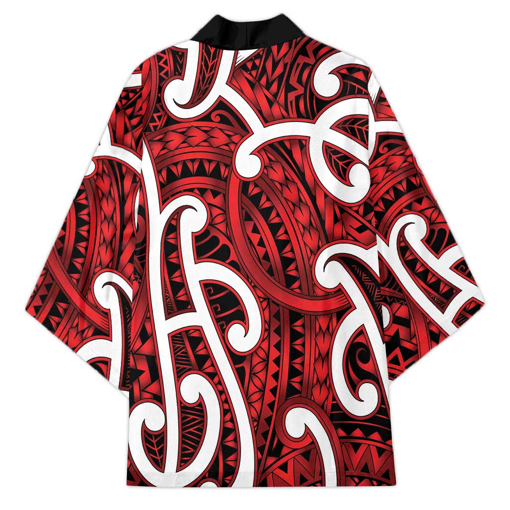 Aotearoa Maori Kowhaiwhai Kimono Whero Puhoro and Patiki