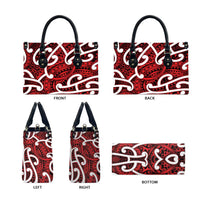Aotearoa Maori Kowhaiwhai Leather Bag Whero Puhoro and Patiki
