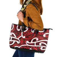 Aotearoa Maori Kowhaiwhai Leather Tote Bag Whero Puhoro and Patiki