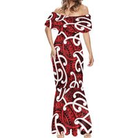 Aotearoa Maori Kowhaiwhai Mermaid Dress Whero Puhoro and Patiki LT9 - Polynesian Pride