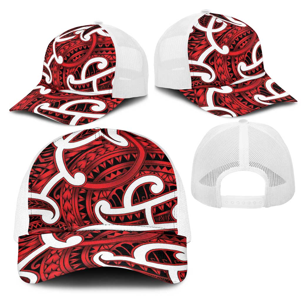 Aotearoa Maori Kowhaiwhai Mesh Trucker Cap Whero Puhoro and Patiki