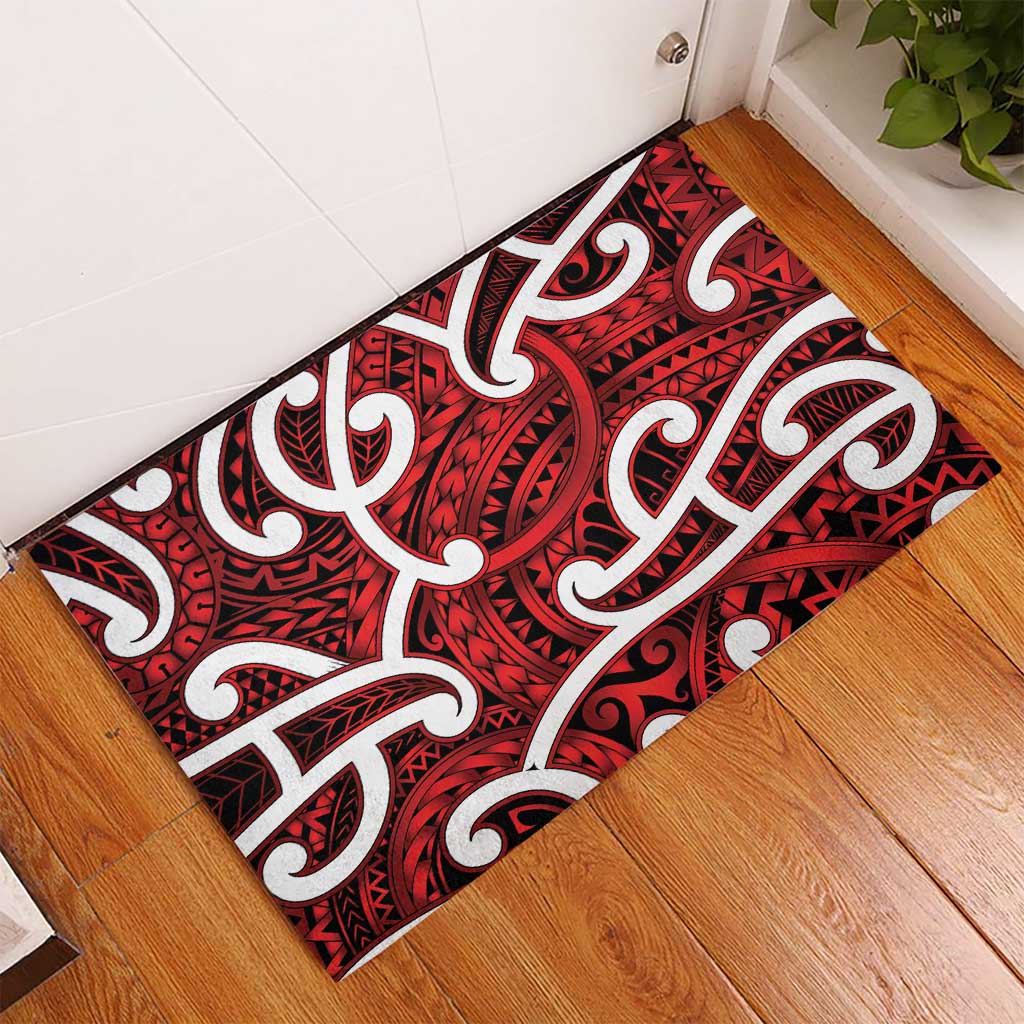 Aotearoa Maori Kowhaiwhai Rubber Doormat Whero Puhoro and Patiki