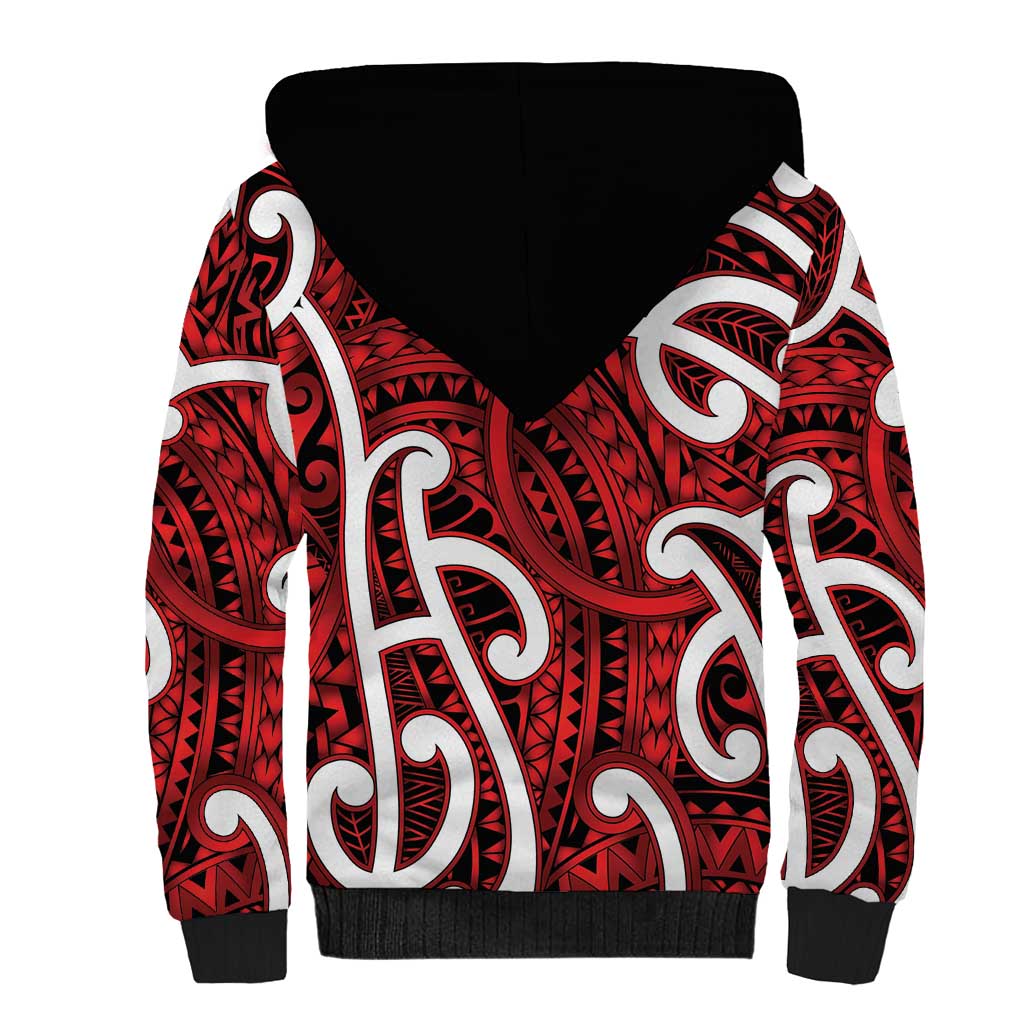 Aotearoa Maori Kowhaiwhai Sherpa Hoodie Whero Puhoro and Patiki LT9 - Polynesian Pride