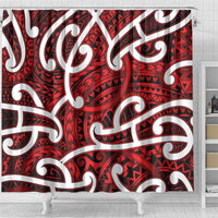 Aotearoa Maori Kowhaiwhai Shower Curtain Whero Puhoro and Patiki