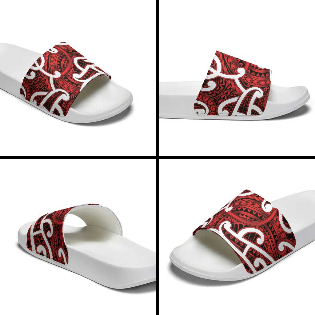 Aotearoa Maori Kowhaiwhai Slide Sandals Whero Puhoro and Patiki