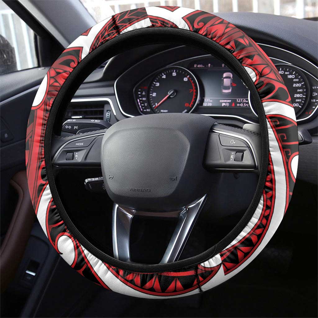 Aotearoa Maori Kowhaiwhai Steering Wheel Cover Whero Puhoro and Patiki