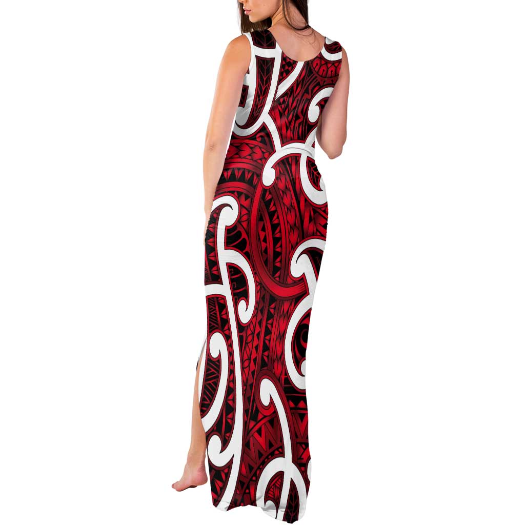 Aotearoa Maori Kowhaiwhai Tank Maxi Dress Whero Puhoro and Patiki LT9 - Polynesian Pride