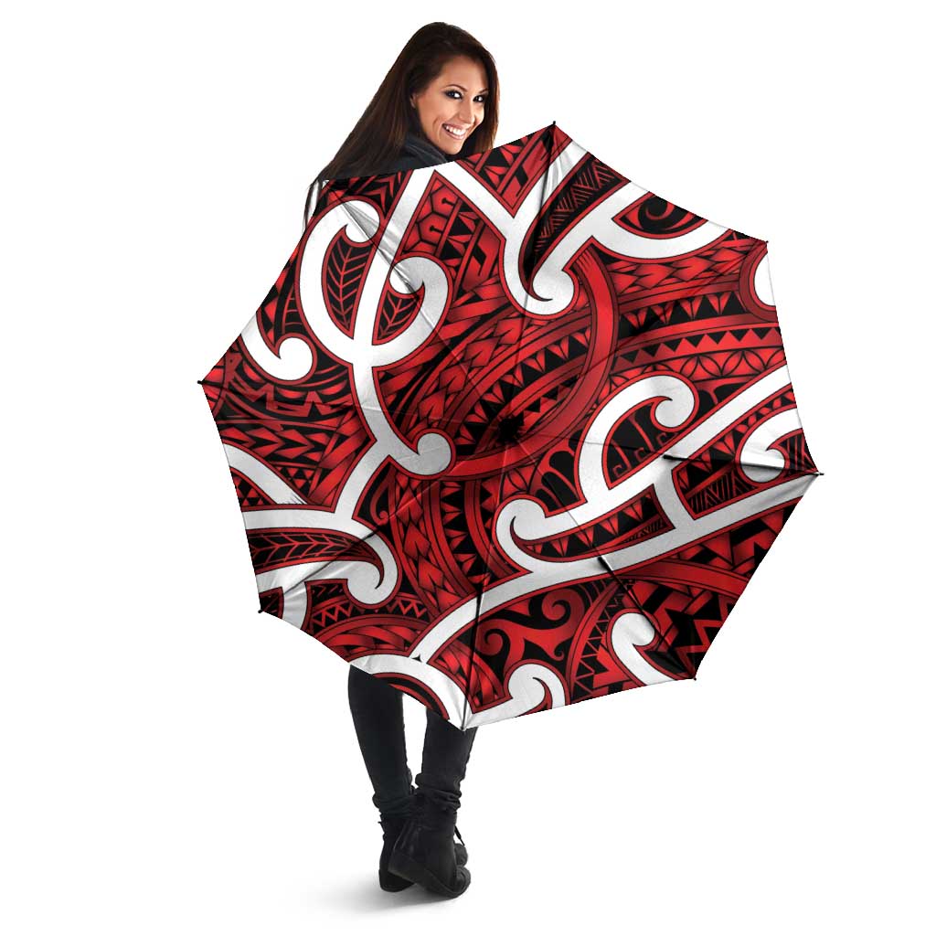 Aotearoa Maori Kowhaiwhai Umbrella Whero Puhoro and Patiki