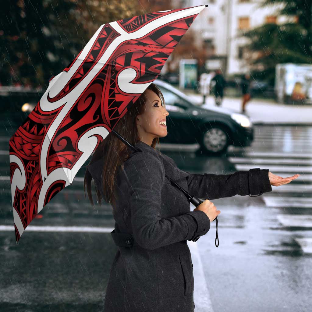 Aotearoa Maori Kowhaiwhai Umbrella Whero Puhoro and Patiki