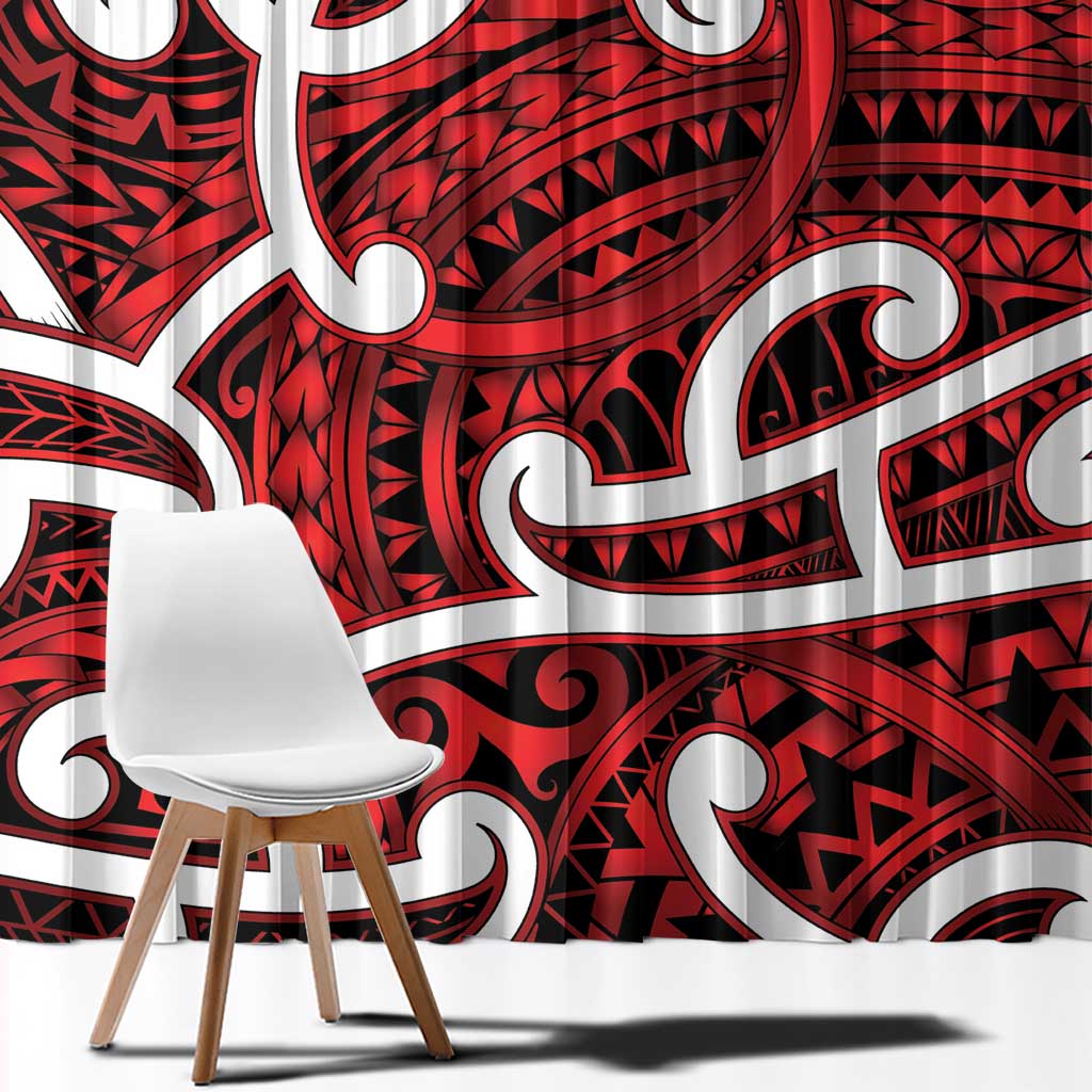 Aotearoa Maori Kowhaiwhai Window Curtain Whero Puhoro and Patiki