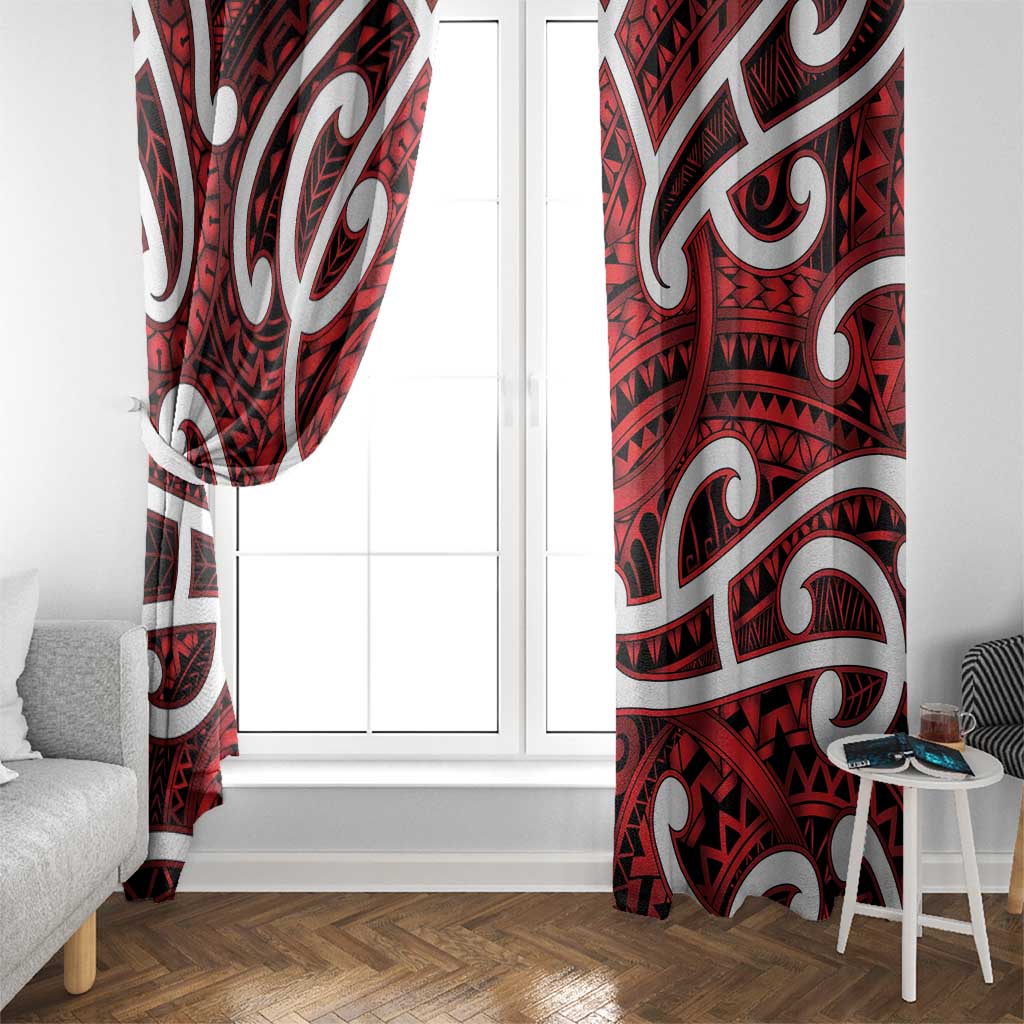 Aotearoa Maori Kowhaiwhai Window Curtain Whero Puhoro and Patiki