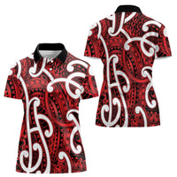 Aotearoa Maori Kowhaiwhai Women Polo Shirt Whero Puhoro and Patiki LT9 - Polynesian Pride