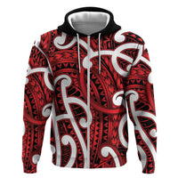 Aotearoa Maori Kowhaiwhai Zip Hoodie Whero Puhoro and Patiki LT9 Zip Hoodie Red - Polynesian Pride