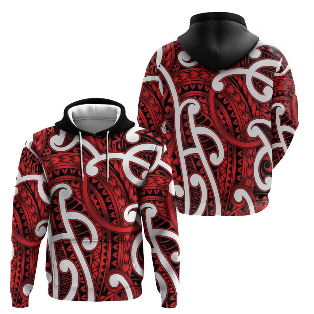 Aotearoa Maori Kowhaiwhai Zip Hoodie Whero Puhoro and Patiki LT9 - Polynesian Pride