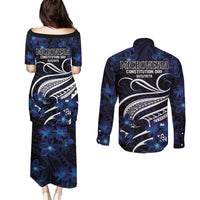 Micronesia Constitution Day Couples Matching Puletasi and Long Sleeve Button Shirt Since 1979 with Polynesian Hibiscus Pattern LT9 - Polynesian Pride
