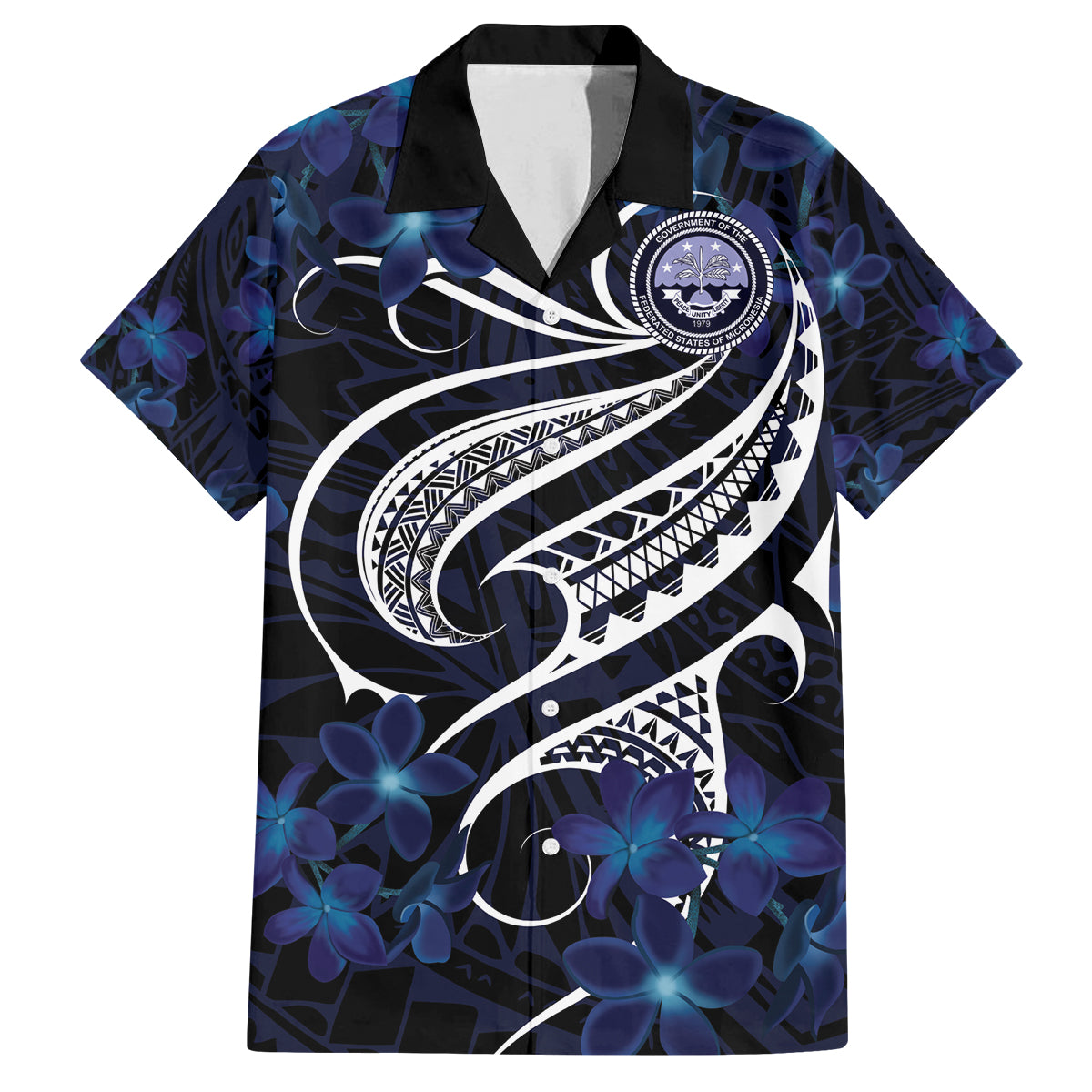 Micronesia Constitution Day Family Matching Long Sleeve Bodycon Dress and Hawaiian Shirt Since 1979 with Polynesian Hibiscus Pattern LT9 Dad's Shirt - Short Sleeve Blue - Polynesian Pride