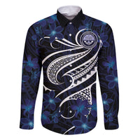 Micronesia Constitution Day Family Matching Long Sleeve Bodycon Dress and Hawaiian Shirt Since 1979 with Polynesian Hibiscus Pattern LT9 Dad's Shirt - Long Sleeve Blue - Polynesian Pride
