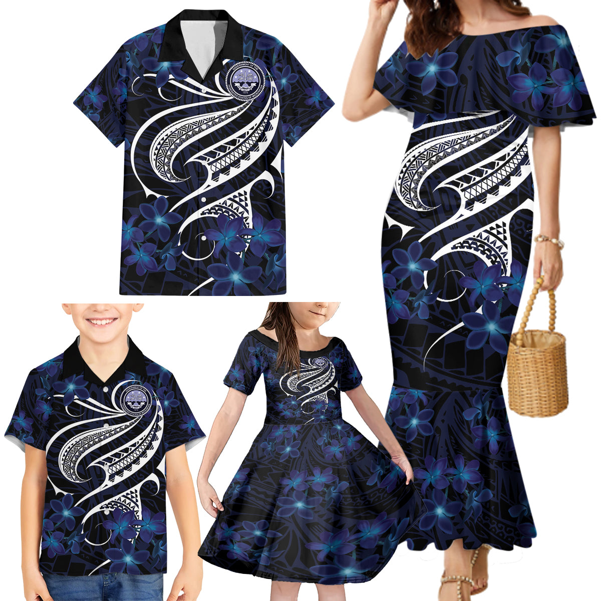 Micronesia Constitution Day Family Matching Mermaid Dress and Hawaiian Shirt Since 1979 with Polynesian Hibiscus Pattern LT9 - Polynesian Pride