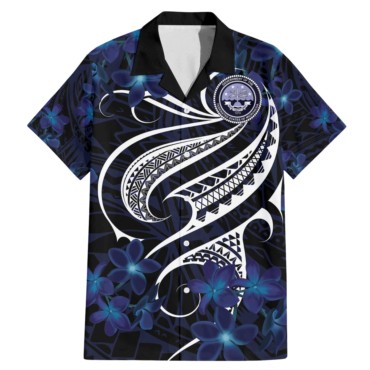 Micronesia Constitution Day Family Matching Mermaid Dress and Hawaiian Shirt Since 1979 with Polynesian Hibiscus Pattern LT9 Dad's Shirt - Short Sleeve Blue - Polynesian Pride