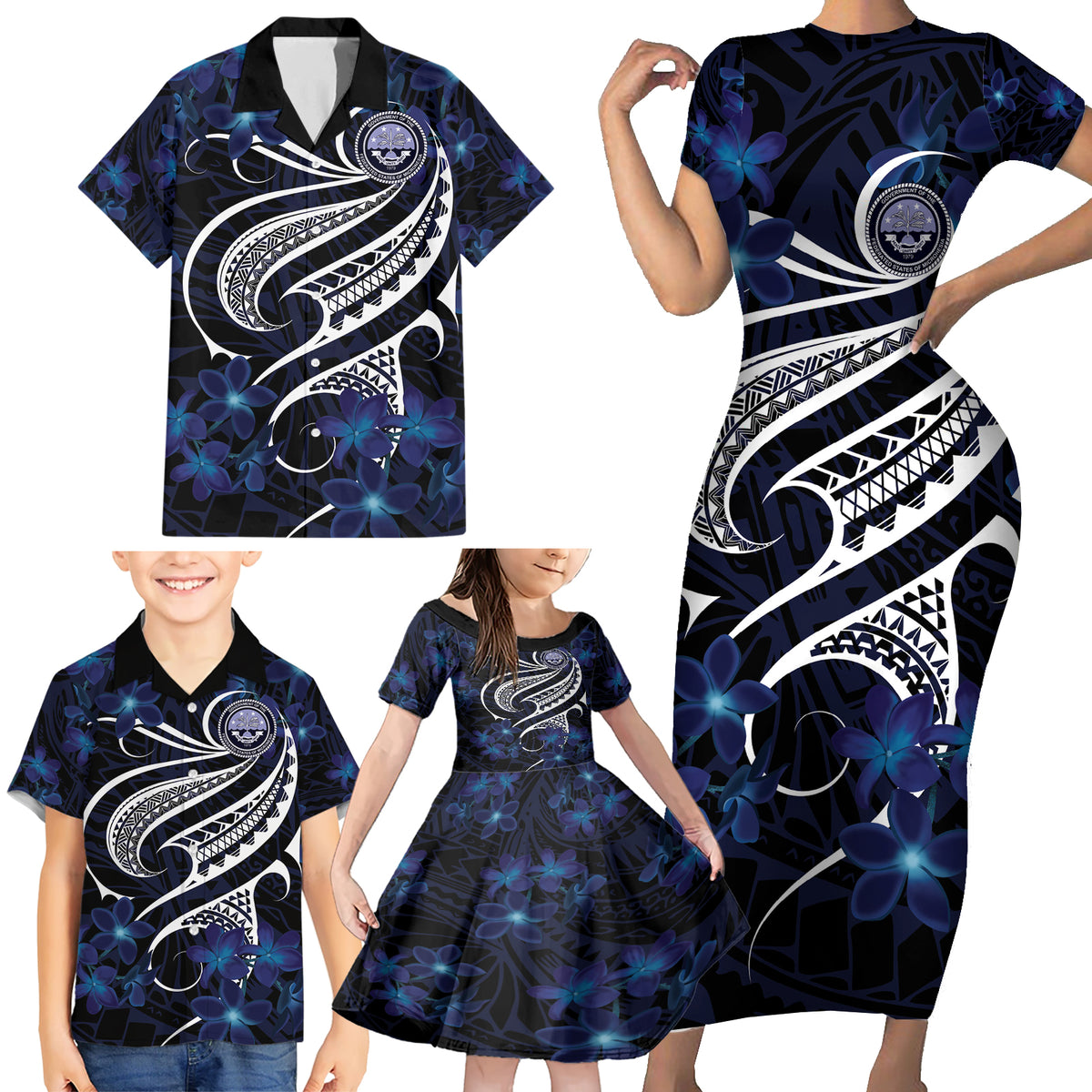 Micronesia Constitution Day Family Matching Short Sleeve Bodycon Dress and Hawaiian Shirt Since 1979 with Polynesian Hibiscus Pattern LT9 - Polynesian Pride
