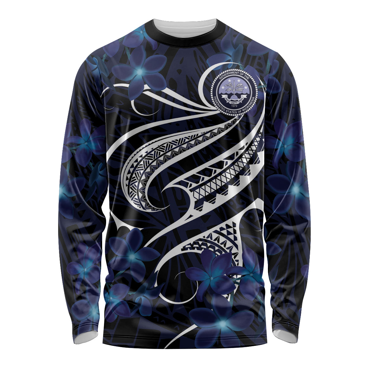 Micronesia Constitution Day Long Sleeve Shirt Since 1979 with Polynesian Hibiscus Pattern LT9 Unisex Blue - Polynesian Pride