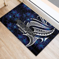 Micronesia Constitution Day Rubber Doormat Since 1979 with Polynesian Hibiscus Pattern