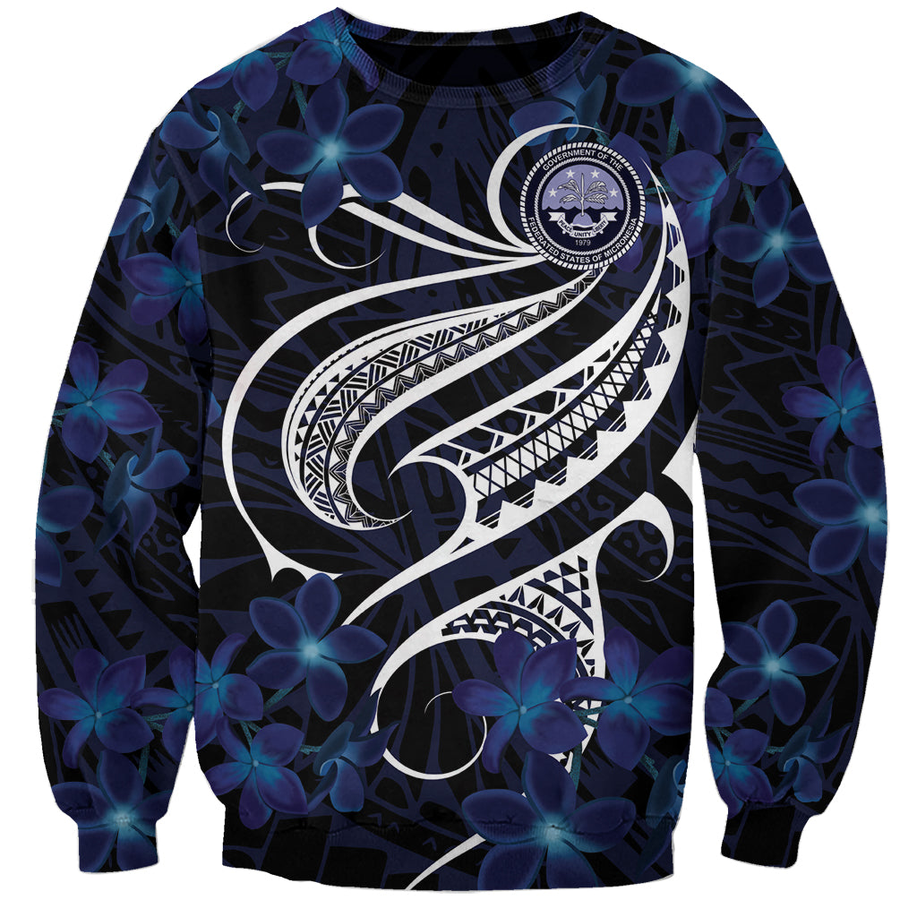 Micronesia Constitution Day Sweatshirt Since 1979 with Polynesian Hibiscus Pattern LT9 Unisex Blue - Polynesian Pride