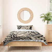 Polynesian Shark Tribal Tattoo Bedding Set Beige Style