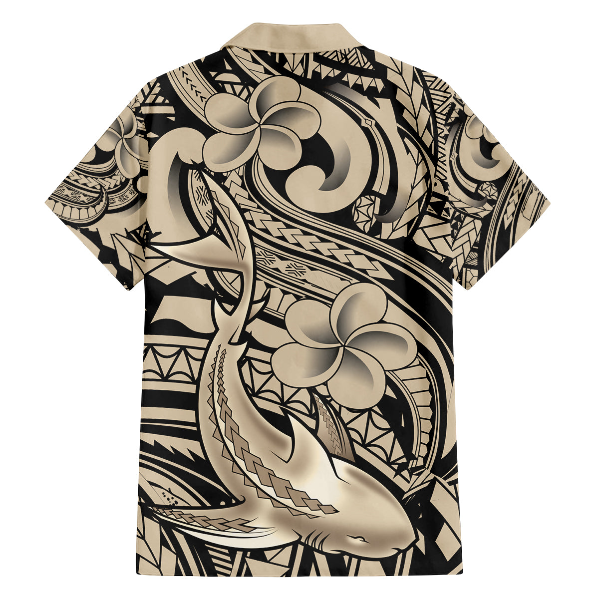 Polynesian Shark Tribal Tattoo Family Matching Off Shoulder Maxi Dress and Hawaiian Shirt Beige Style LT9 - Polynesian Pride