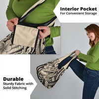 Polynesian Shark Tribal Tattoo Grocery Bag Beige Style