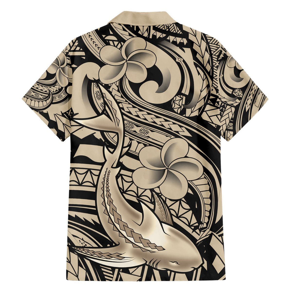 Polynesian Shark Tribal Tattoo Hawaiian Shirt Beige Style