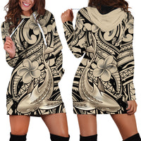 Polynesian Shark Tribal Tattoo Hoodie Dress Beige Style LT9 - Polynesian Pride