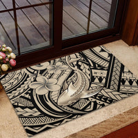 Polynesian Shark Tribal Tattoo Rubber Doormat Beige Style