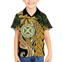 Wallis and Futuna Victory Day Family Matching Long Sleeve Bodycon Dress and Hawaiian Shirt Since 1945 with Polynesian Platinum Floral Tribal LT9 Son's Shirt Red - Polynesian Pride