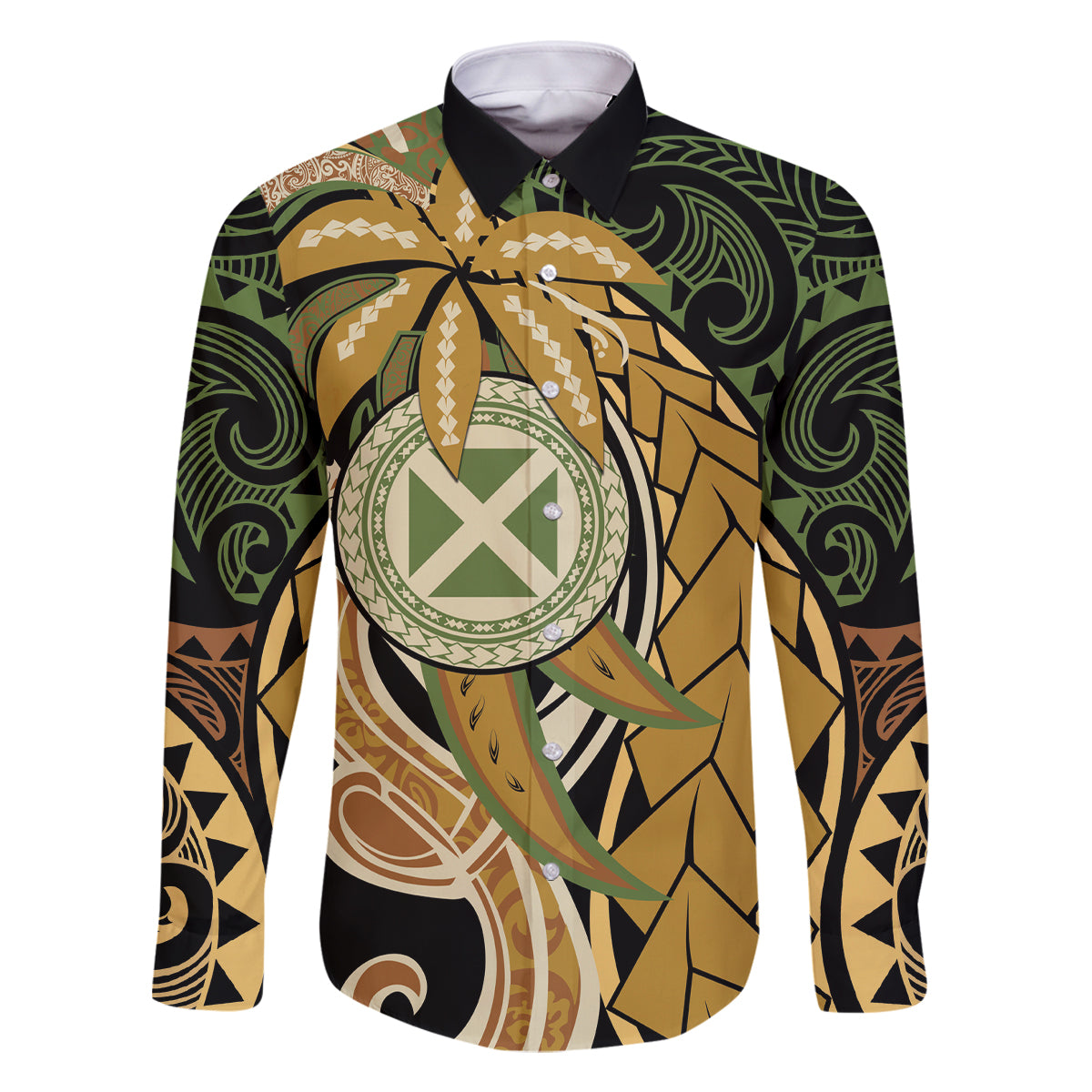 Wallis and Futuna Victory Day Family Matching Off The Shoulder Long Sleeve Dress and Hawaiian Shirt Since 1945 with Polynesian Platinum Floral Tribal LT9 Dad's Shirt - Long Sleeve Red - Polynesian Pride