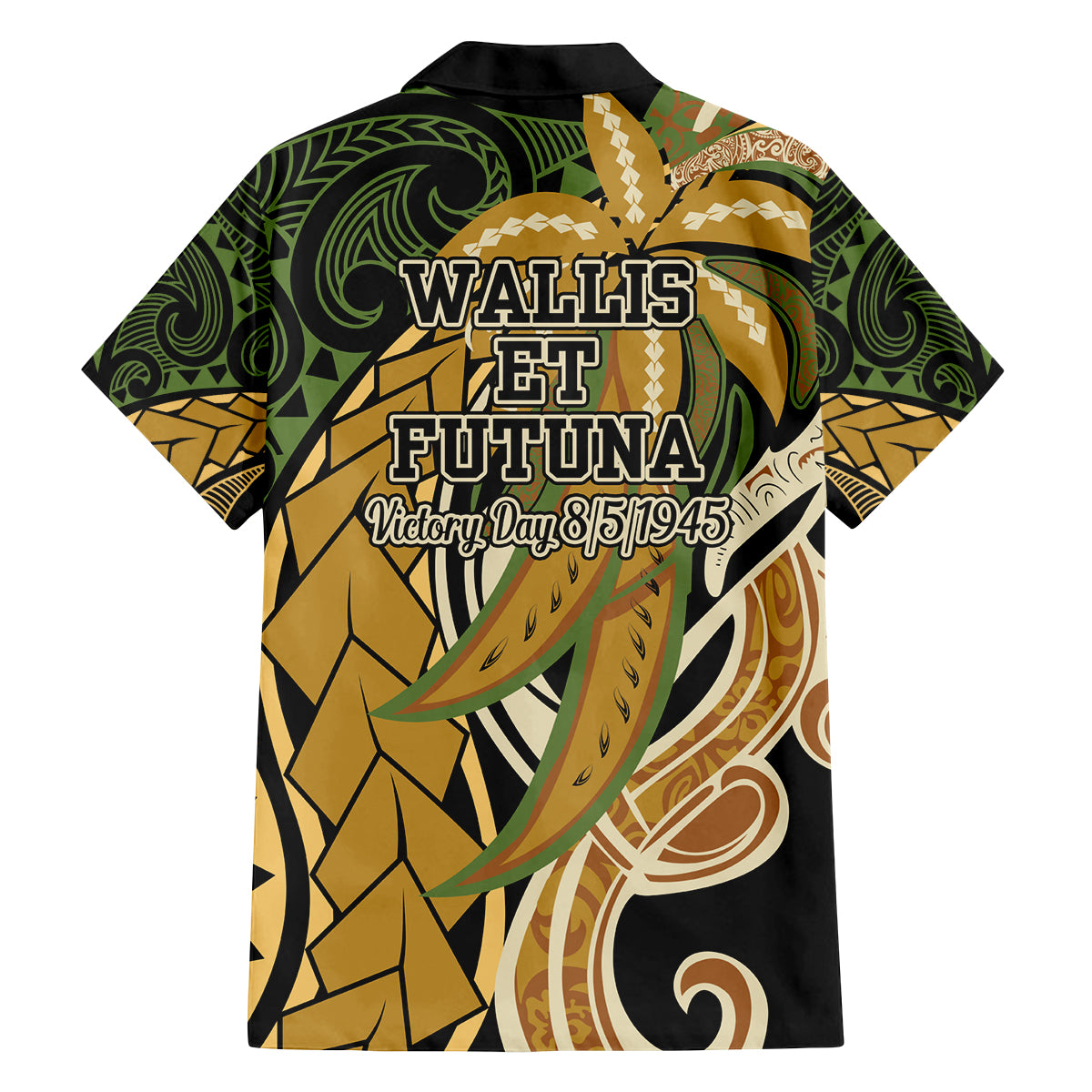 Wallis and Futuna Victory Day Family Matching Puletasi and Hawaiian Shirt Since 1945 with Polynesian Platinum Floral Tribal LT9 - Polynesian Pride