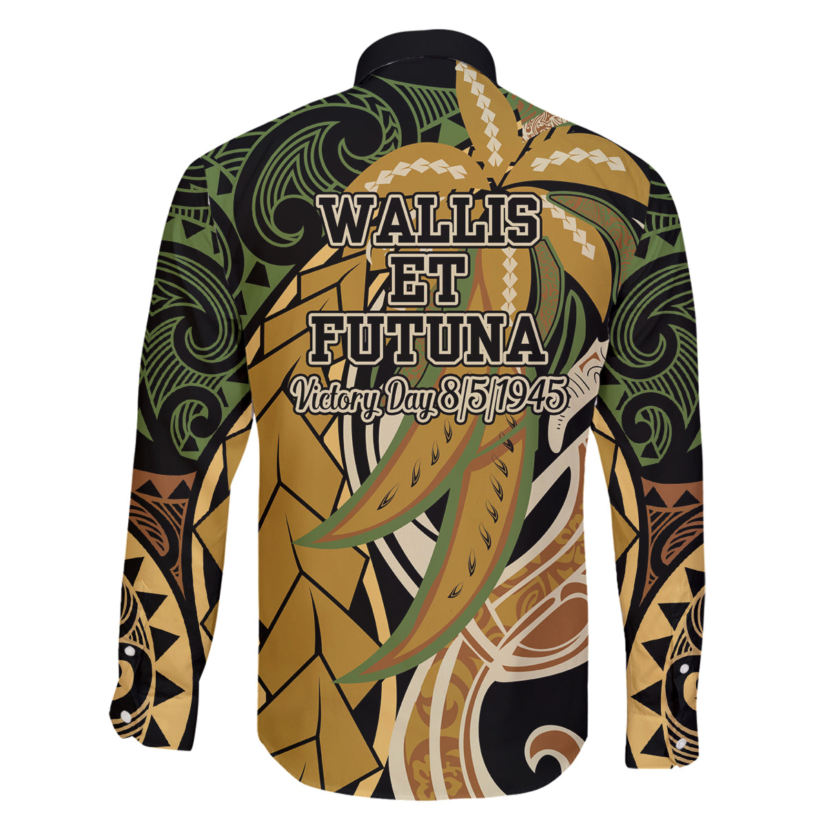 Wallis and Futuna Victory Day Family Matching Puletasi and Hawaiian Shirt Since 1945 with Polynesian Platinum Floral Tribal LT9 - Polynesian Pride