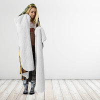 Wallis and Futuna Victory Day Hooded Blanket Since 1945 with Polynesian Platinum Floral Tribal