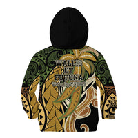 Wallis and Futuna Victory Day Kid Hoodie Since 1945 with Polynesian Platinum Floral Tribal LT9 - Polynesian Pride
