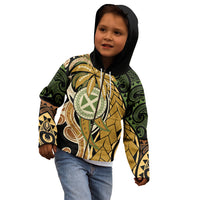Wallis and Futuna Victory Day Kid Hoodie Since 1945 with Polynesian Platinum Floral Tribal LT9 - Polynesian Pride