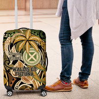 Wallis and Futuna Victory Day Luggage Cover Since 1945 with Polynesian Platinum Floral Tribal LT9 Red - Polynesian Pride