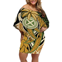 Wallis and Futuna Victory Day Off Shoulder Short Dress Since 1945 with Polynesian Platinum Floral Tribal LT9 Women Red - Polynesian Pride