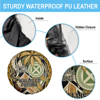 Wallis and Futuna Victory Day Spare Tire Cover Since 1945 with Polynesian Platinum Floral Tribal LT9 - Polynesian Pride