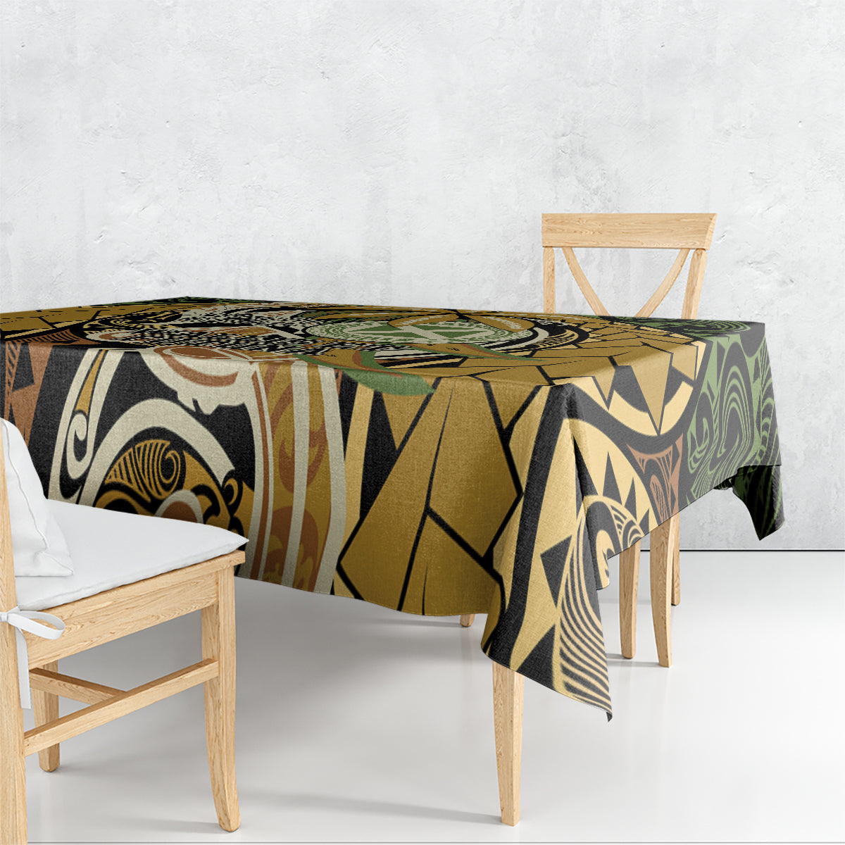Wallis and Futuna Victory Day Tablecloth Since 1945 with Polynesian Platinum Floral Tribal