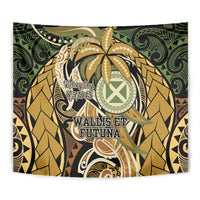 Wallis and Futuna Victory Day Tapestry Since 1945 with Polynesian Platinum Floral Tribal