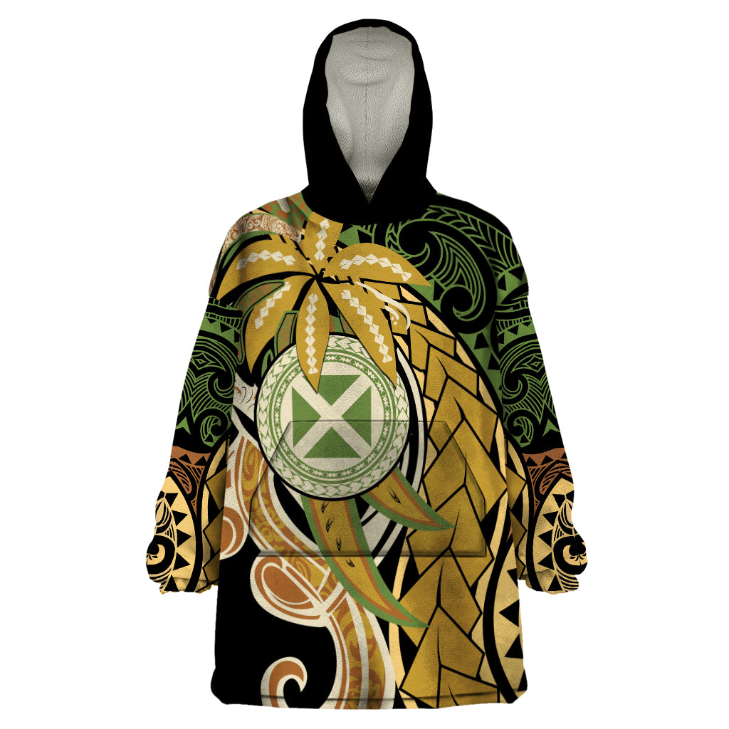 Wallis and Futuna Victory Day Wearable Blanket Hoodie Since 1945 with Polynesian Platinum Floral Tribal LT9 One Size Red - Polynesian Pride